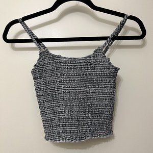 John Galt x Brandy Melville Blue & White Plaid Gingham Smocked Cropped Izzy Tank